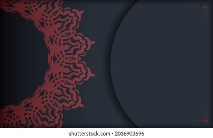 Gray background with ornament. Poster template with red patterns.