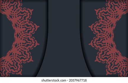 Gray background with ornament. Poster template with red patterns.