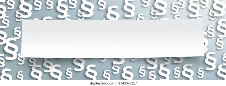 Fondo gris con banner de papel y párrafos blancos. Archivo vectorial Eps 10.