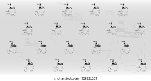 Gray background with a pattern in the style of the sketch. Vector illustration.