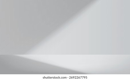 Gray background for product display scene presentation with beautiful lights and shadows. Display pedestal mockup minimal scene empty stage for presentation product, stand, showcase, exhibition
