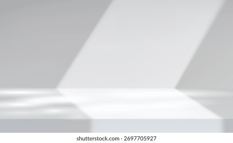 Gray background for product display scene presentation with beautiful lights and shadows. Display pedestal mockup minimal scene empty stage for presentation product, stand, showcase, exhibition