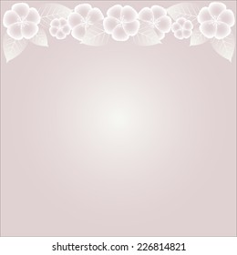 Gray background with sakura flowers and leaves
