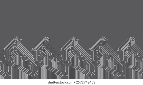 A gray background with a series of white lines that resemble circuits