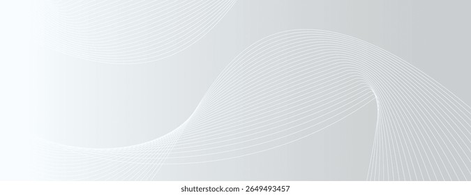 Gray background with smooth gradient and wavy lines. The background is gray with a sleek, modern texture. Wave background vector. Silver background.