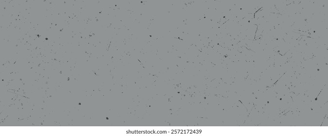 Gray background with a gray speckled texture. The background features a minimalist, grunge style with scattered dark specks. Paper texture background vector. Gray background.