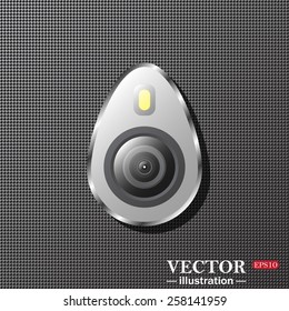 Gray background structure of plastic. icon smartphone camera and flash, vector illustration, EPS 10