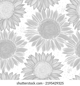 Fondo gris con girasoles. Ilustración del vector