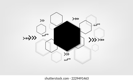 gray background technology hexagon line template. 