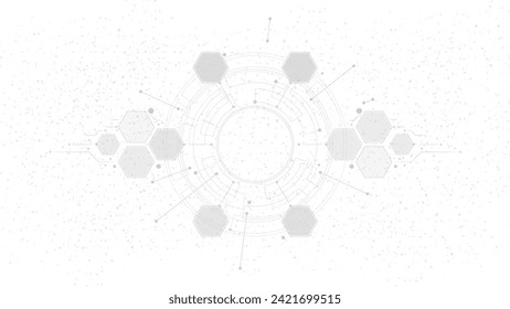 plantilla de línea hexagonal de tecnología de fondo gris.