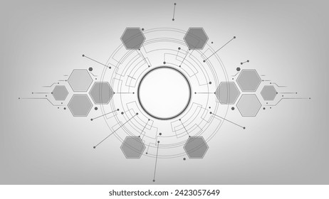 gray background technology hexagon line template.	
