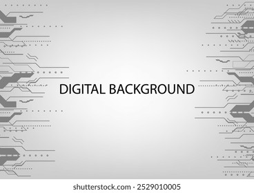 Gray background technology pattern hi tech digital abstract geometric communication data cyber innovation future  internet points lines circuit science vector. Modern business concept illustration.