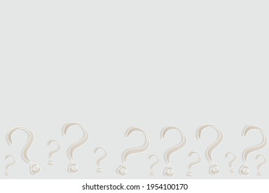 Gray background with three-dimensional question marks at the bottom of the background. A template for solving some issues.