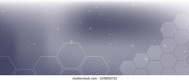 Grauer Hintergrund in Vektorgrafik mit Glanz und Bewegung, heller geometrischer Form, Hexagonen und parallelen Linien.