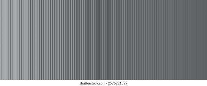 Gray background with vertical striped texture. The background is sleek and modern, featuring a repeating gray color and subtle linear pattern. Digital background vector. Gray background.