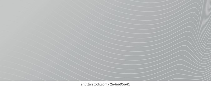 Gray background with wavy line patterns. The background is smooth and modern, featuring a light gray color with a subtle gray texture. Modern wavy line pattern background. Gray background vector.