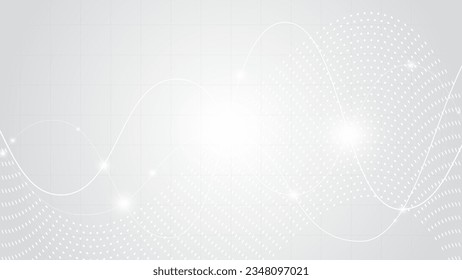 Gray background with wavy lines and dots.