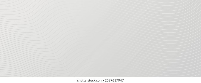 Gray background with wavy lines. The background is smooth and modern, featuring a subtle gray color and flowing texture. Modern wavy line pattern background. Gray background vector.