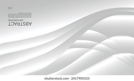 Fondo gris, diseño de fondo de ondas blancas, vector geométrico, textura mínima, diseño de portada, plantilla de volante, anuncio, plantilla de fondo abstracto, fondo de decoración, portada de libros, vector
