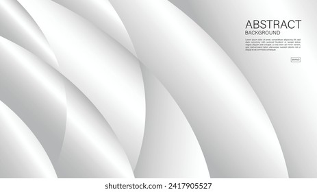 Fondo gris, diseño de fondo de ondas blancas, vector geométrico, textura mínima, diseño de portada, plantilla de volante, anuncio, plantilla de fondo abstracto, fondo de decoración, portada de libros, vector