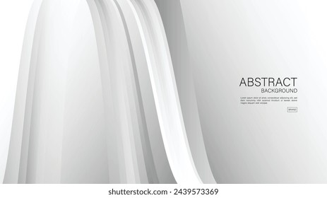 Gray background, white wave background design, Geometric vector, Minimal Texture, cover design, flyer template, advertisement, abstract background template, decoration wallpaper, book cover, vector