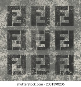 Gray background with a worn effect. 
On it is the letter F from different angles. 
This picture can be used for hardcover printing. 
As well as a print for fabrics or carpets.
