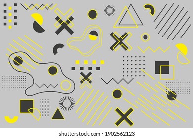 Gray background with yellow geometric shapes