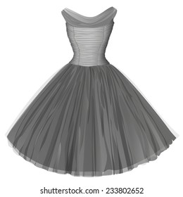 Gray ball dress, isolated image