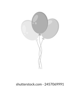 Gray balloons vector. Holiday logo with balloons vector. Children's balloons vector. Stylish inflatable helium balloons. Vector illustration.