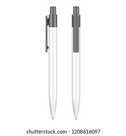 Gray Ballpoint Pen, Pencil, Marker Set Of Corporate Identity And
Branding Stationery Templates. Illustration Isolated On White Background. Mock
Up Template Ready For Your Design. Vector EPS10