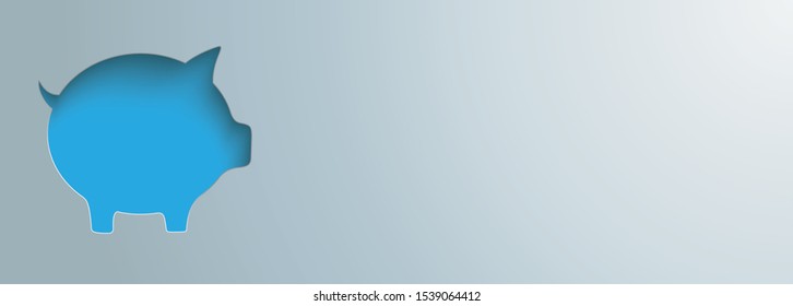 Gray Banner With Blue Piggy Bank Hole. Eps 10 Vector File.