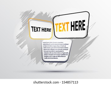 Gray banner on a bright background, squares for pictures and text