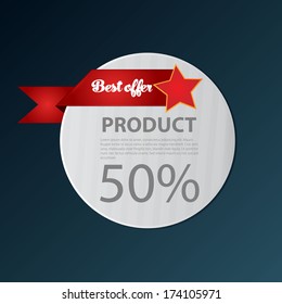 Gray banner with red ribbon