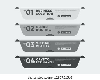 Gray banners with various urgent topics for website