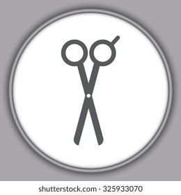 Gray Barber's Shears Scissors icon - vector illustration