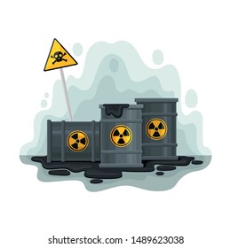 Gray barrels of oil. Vector illustration on a white background.
