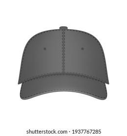 Gray baseball cap. Realistic front view white baseball cap isolated on white background vector illustration. Design template, vector eps10 illustration.