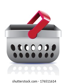 gray basket vector, shopping online icon sign