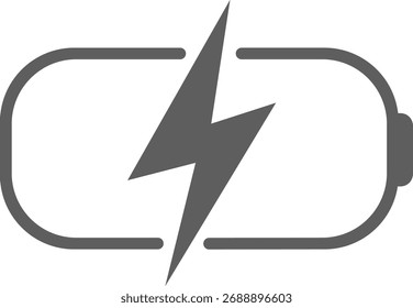 Vector gris del icono de la carga de la batería con el diseño audaz del perno del relámpago