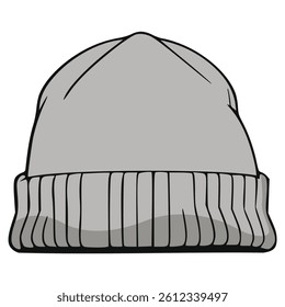 gray beanie hat winter cap fashion lifestyle flat color vector illustration template design