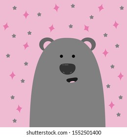 Gray bear Lovely animal. Vector. Decor element. Children's illustrations.