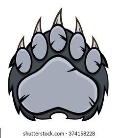 Gray Bear Paw With Claws. Vector Illustration Isolated On White