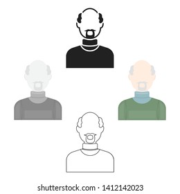 Gray beard icon cartoon,black. Single avatar,peaople icon from the big avatar cartoon,black.