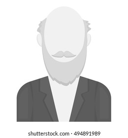 Gray beard icon monochrome. Single avatar,peaople icon from the big avatar monochrome.