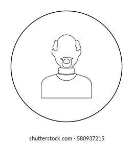 Gray beard icon outline. Single avatar,peaople icon from the big avatar outline.