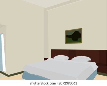 Gray bedroom with 1 double bed