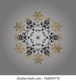 Gray, beige and brown snowflakes. Holiday design for Christmas and New Year fashion prints. Christmas pattern with snowflakes abstract background. Vector illustration. Gray, beige and brown colors.