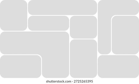 Diseño de cuadrícula gris de Bento. Plantilla de rejilla de marco de Imagen de collage. Paneles modulares modernos de diseño UI. Ilustración vectorial.