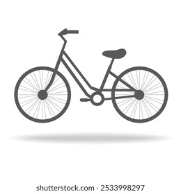 gray bicycle on a white background with a shadow