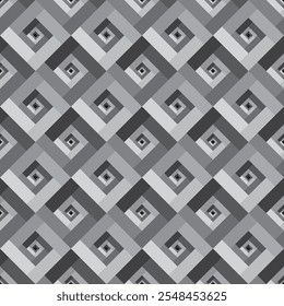 Gray big and small rectangles in a spiral diagonal squares vector seamless pattern or texture.